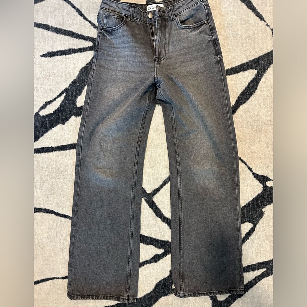 Zara black/gray wide leg denim jeans